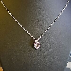 Purple heart pendant 17" necklace 2" extender, & matching stud earrings